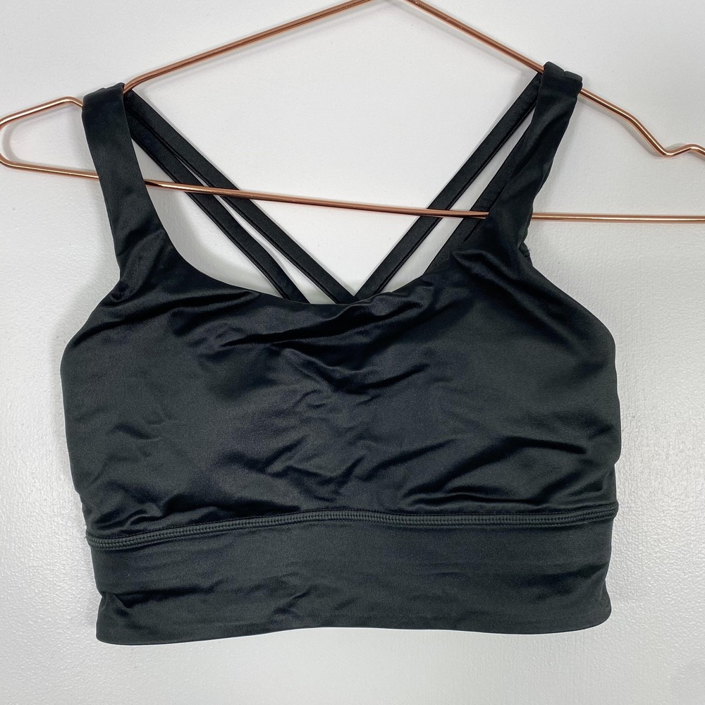Lululemon Sports Bra Womens 4 Black Energy Long Line Strappy Crossback Active